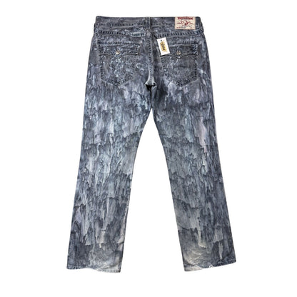 True Religion jeans washed denim white paited acidwash