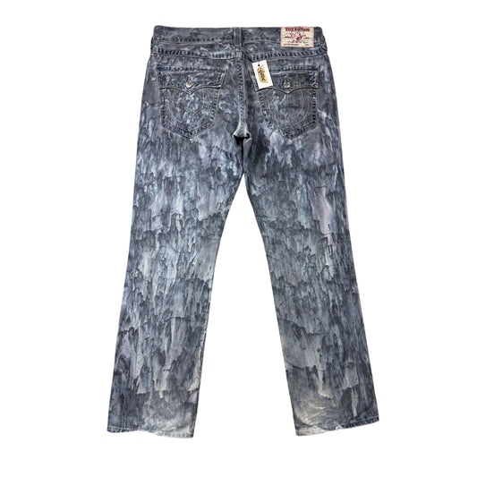 True Religion jeans washed denim white paited acidwash