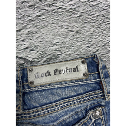 Rock Revival vintage light jeans leather patch Y2K flared