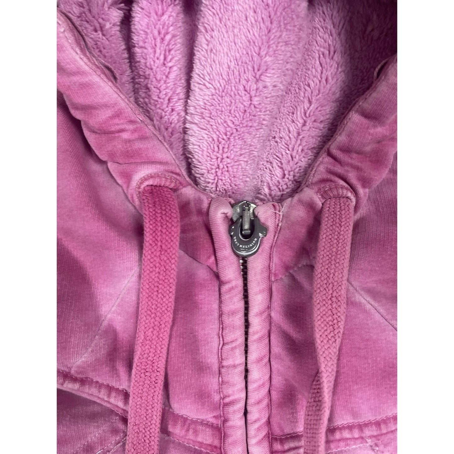 True Religion pink zip hoodie big logo vintage skulls Y2K