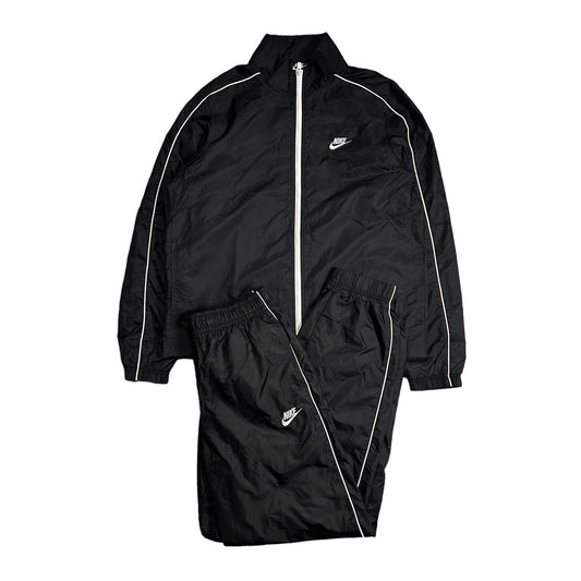 Nike track suit vintage black nylon pants jacket drill Y2K