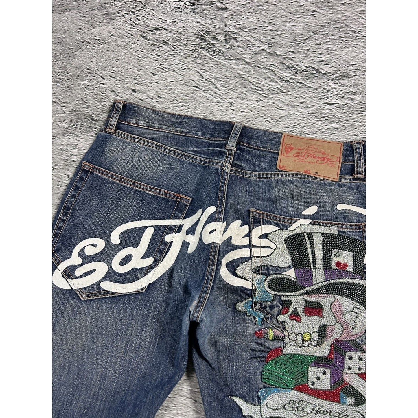 Ed Hardy Christian Audigier vintage jeans big logo pants