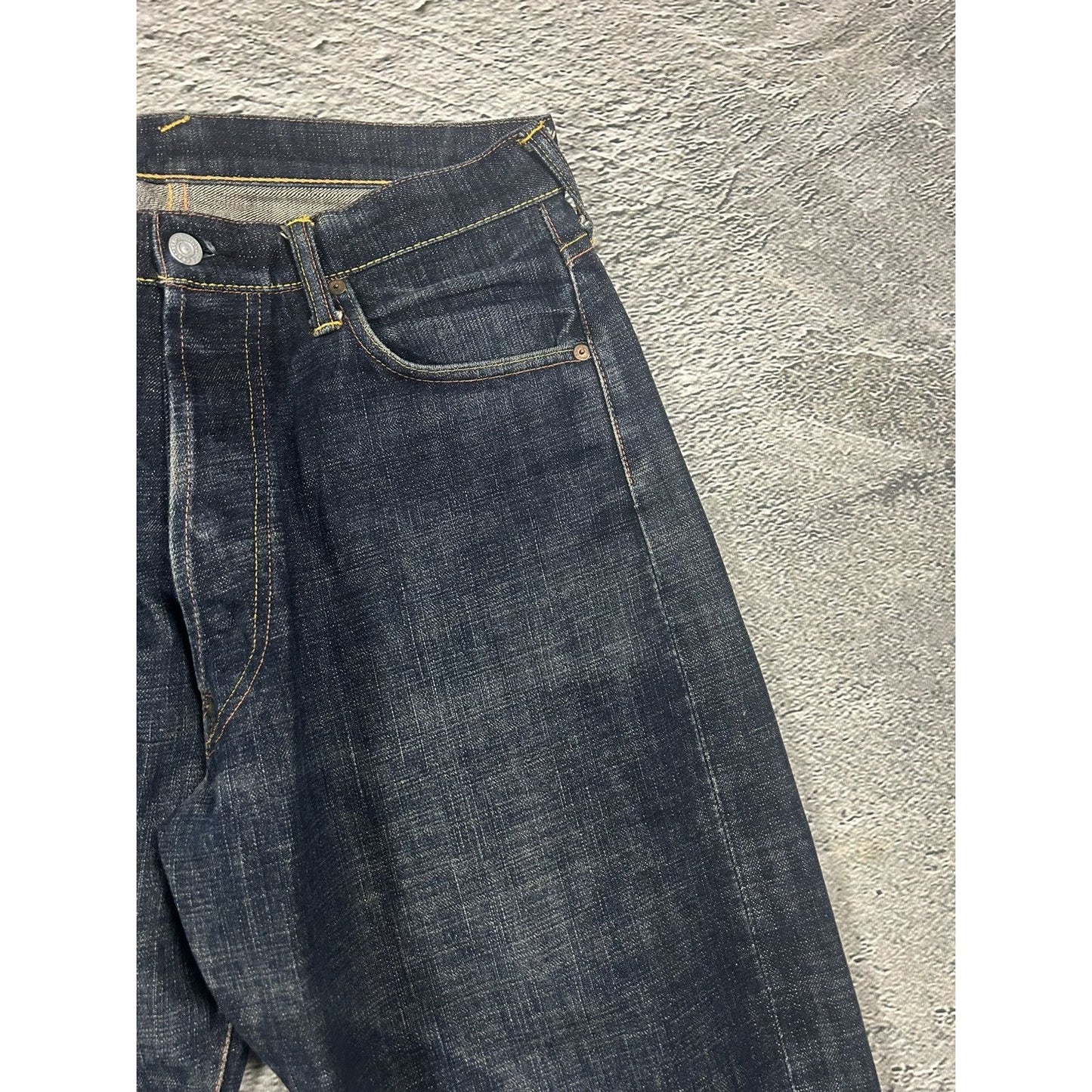 Evisu jeans white daicock big logo blue selvedge denim