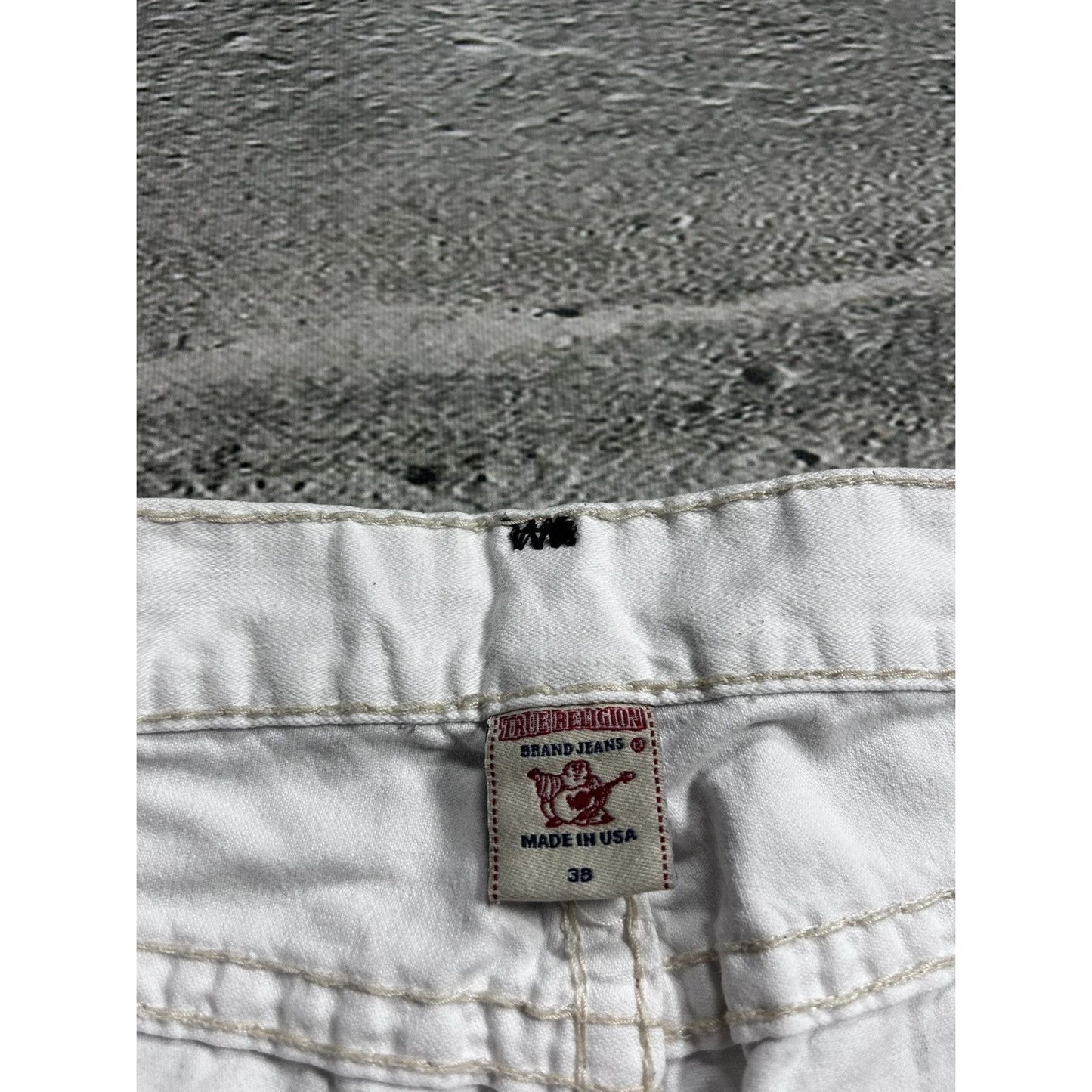 True Religion vintage white jeans Geno contrast stitching