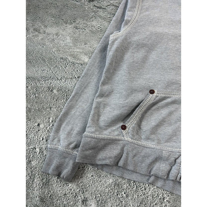 True Religion vintage grey zip hoodie white thick stitching