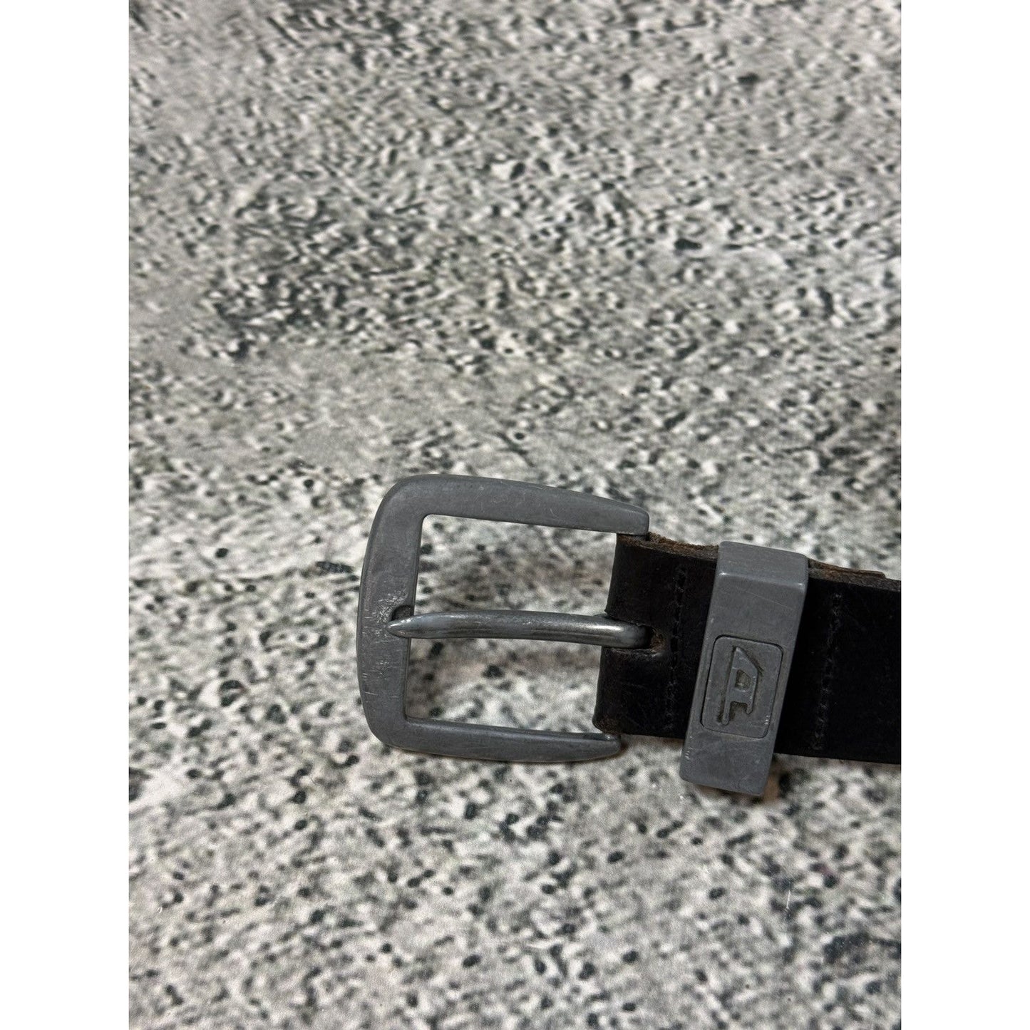 Diesel leather belt small buckle Y2K black