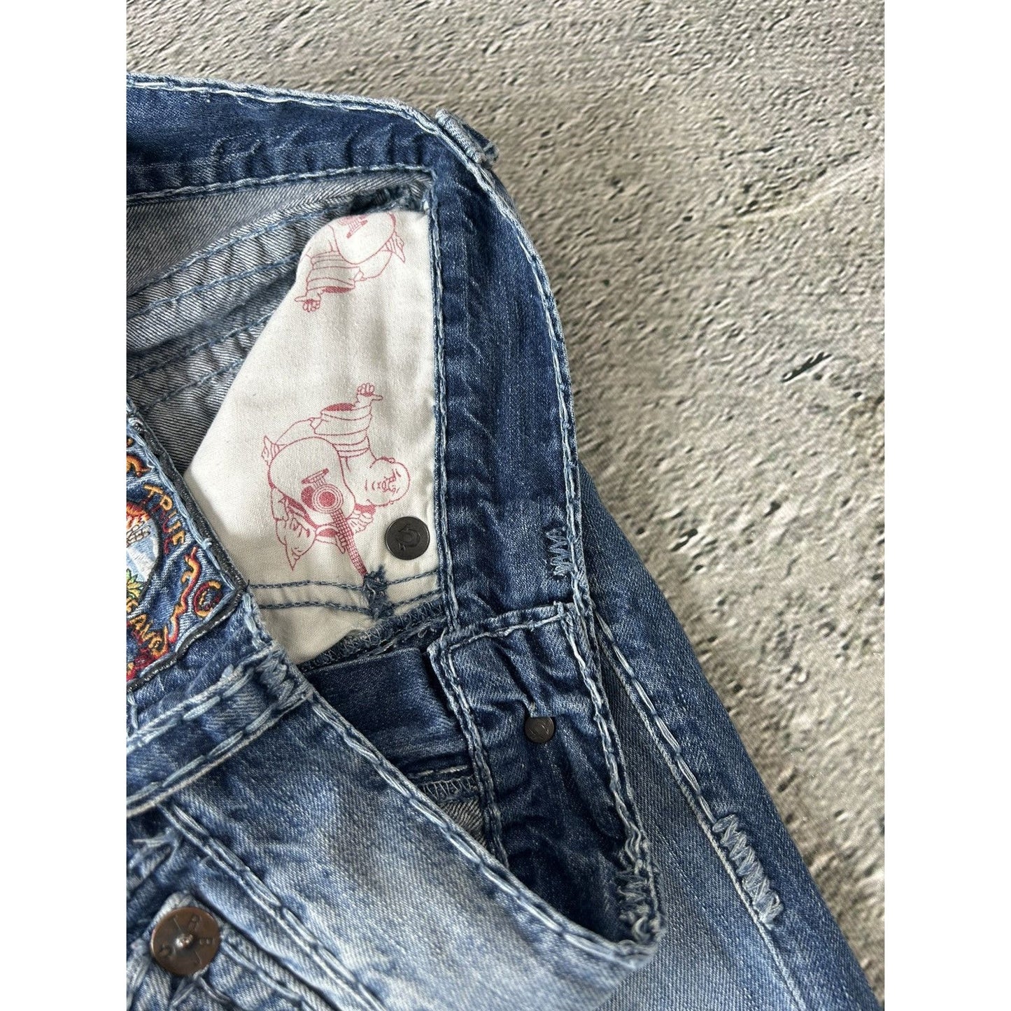True Religion vintage jeans Blue thick stitching Vince Y2K