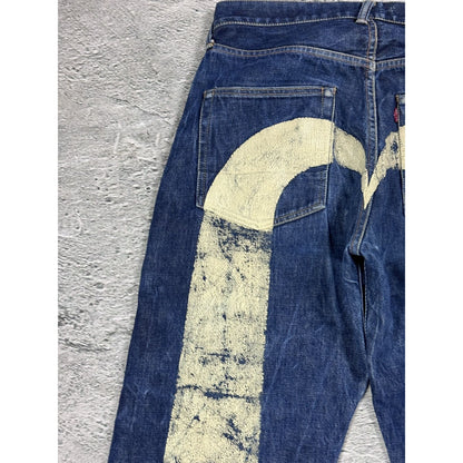 Evisu jeans white daicock big logo blue selvedge denim