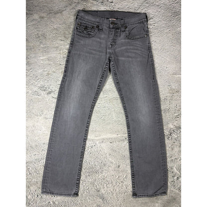 True Religion studded jeans grey black stitching Y2K