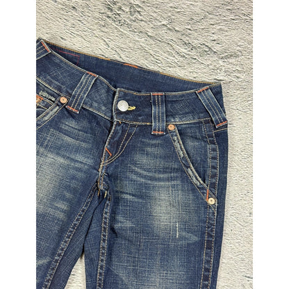 True Religion jeans flared navy contrast stitch Y2K Emma