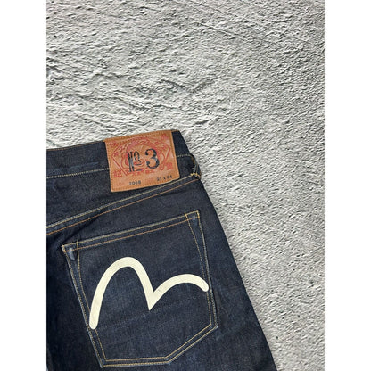 Evisu jeans vintage dark navy selvedge denim white seagull