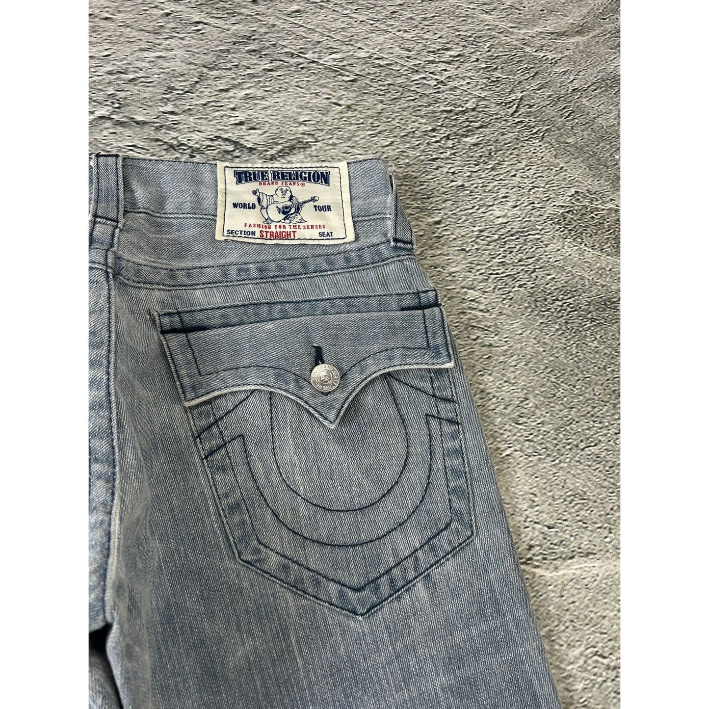 True Religion grey jeans contrast stitching Y2K straight