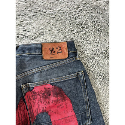 Evisu jeans red daicock big logo selvedge navy denim