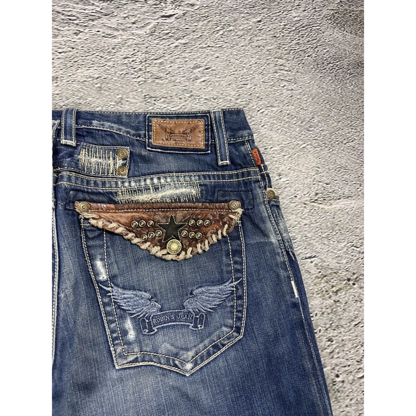Robins jeans blue jeans straight Y2K blue brown