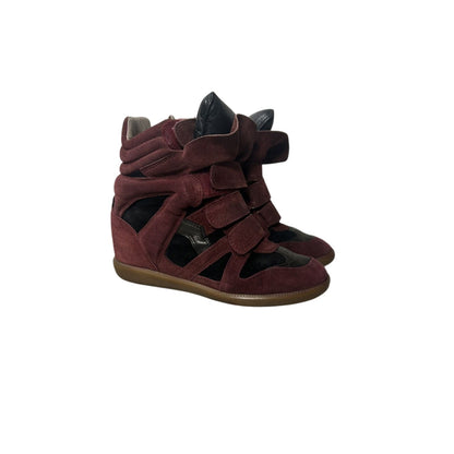 Isabel Marant Bekett suede sneakers wedge burgundy red