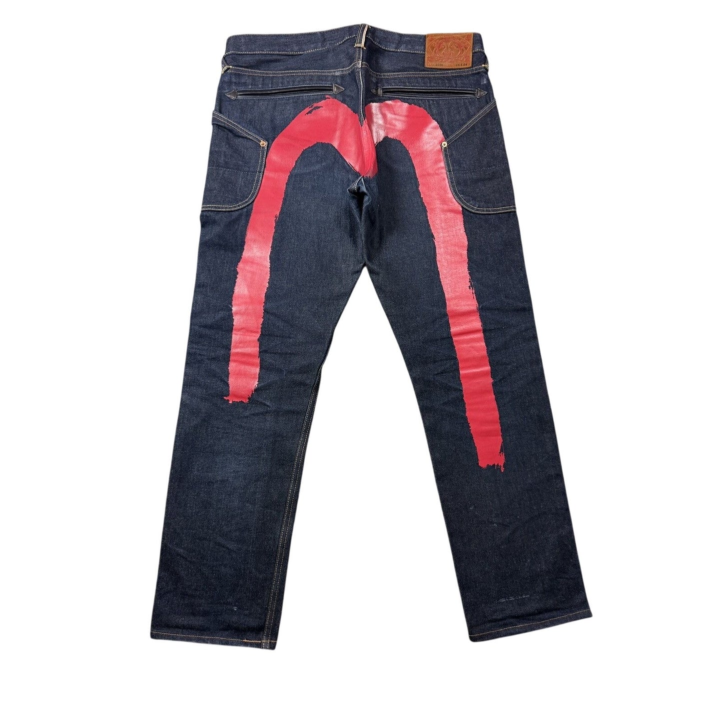 Evisu jeans cargo daicock red big logo raw denim Selvedge