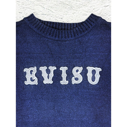 Evisu sweater navy big logo spell out knit made in Japan