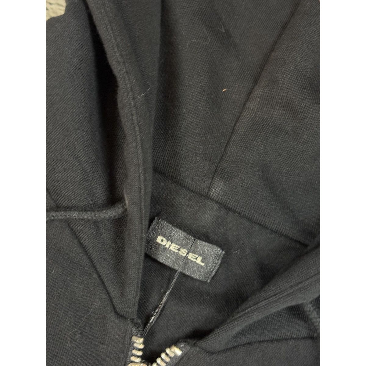 Diesel Vintage jacket Leather sleeves black Avant Garde zip hoodie
