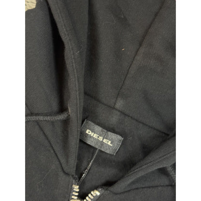 Diesel Vintage jacket Leather sleeves black Avant Garde zip hoodie