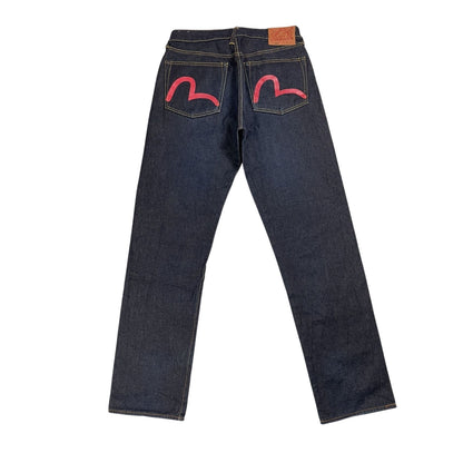 Evisu jeans red logo selvedge navy denim vintage