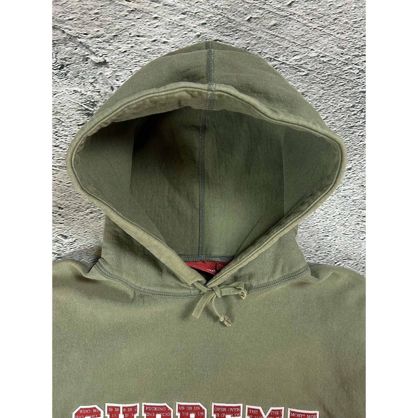 Supreme hoodie The Most Hooded light olive red big logo FW19