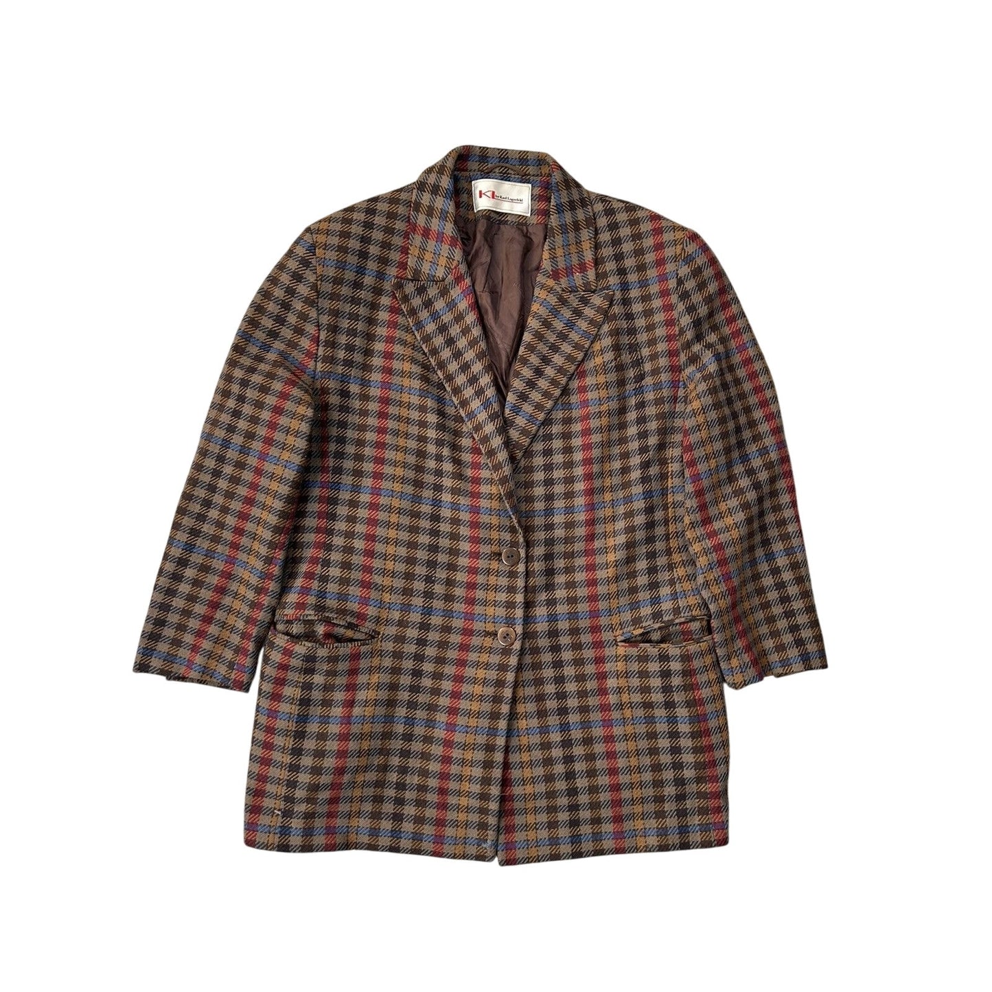 Karl Lagerfeld blazer vintage wool brown checkered