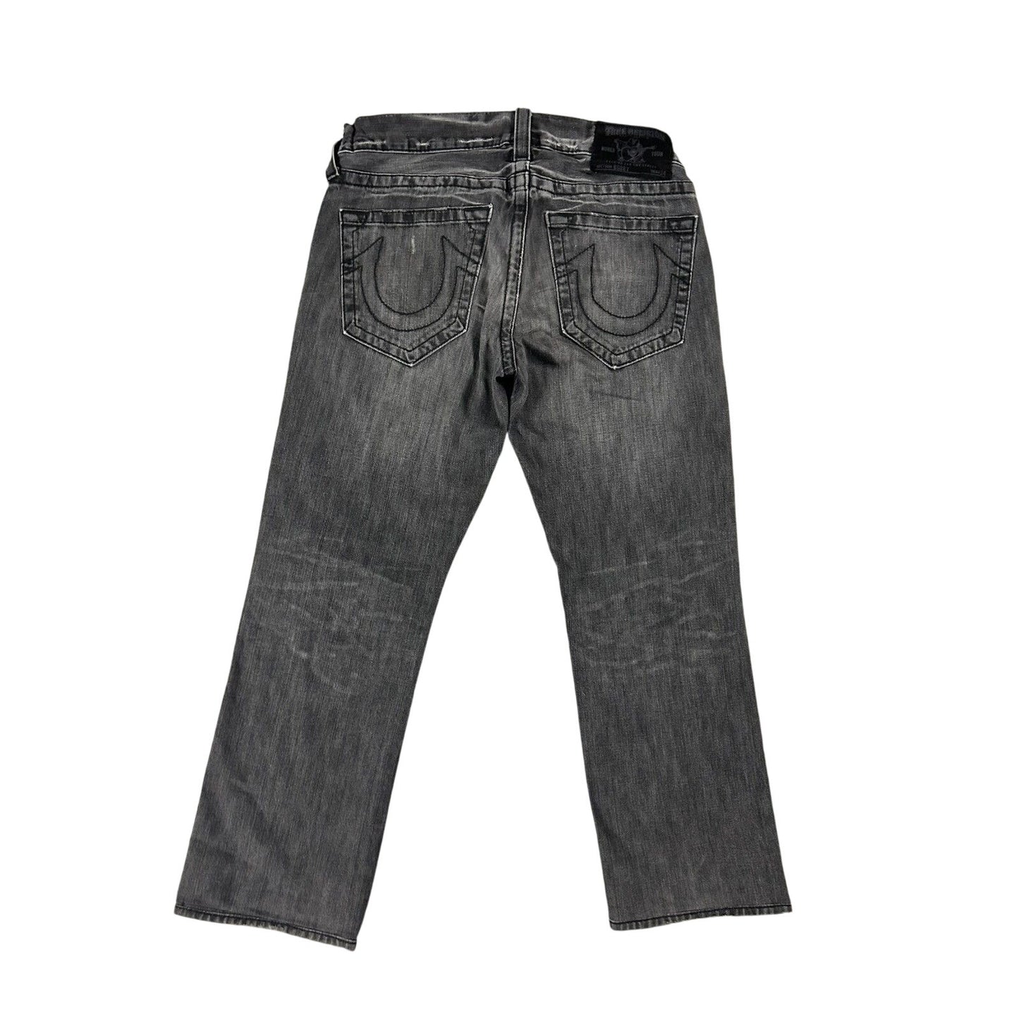 True Religion jeans grey black thick stitching Bobby