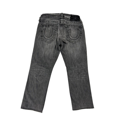 True Religion jeans grey black thick stitching Bobby