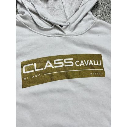 Cavalli hoodie Class big logo white gold Milano Roberto