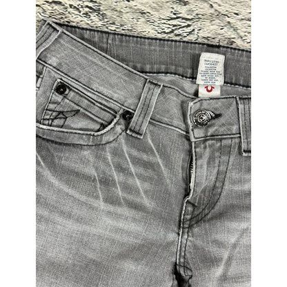 True Religion jeans grey black thick stitching flared Billy