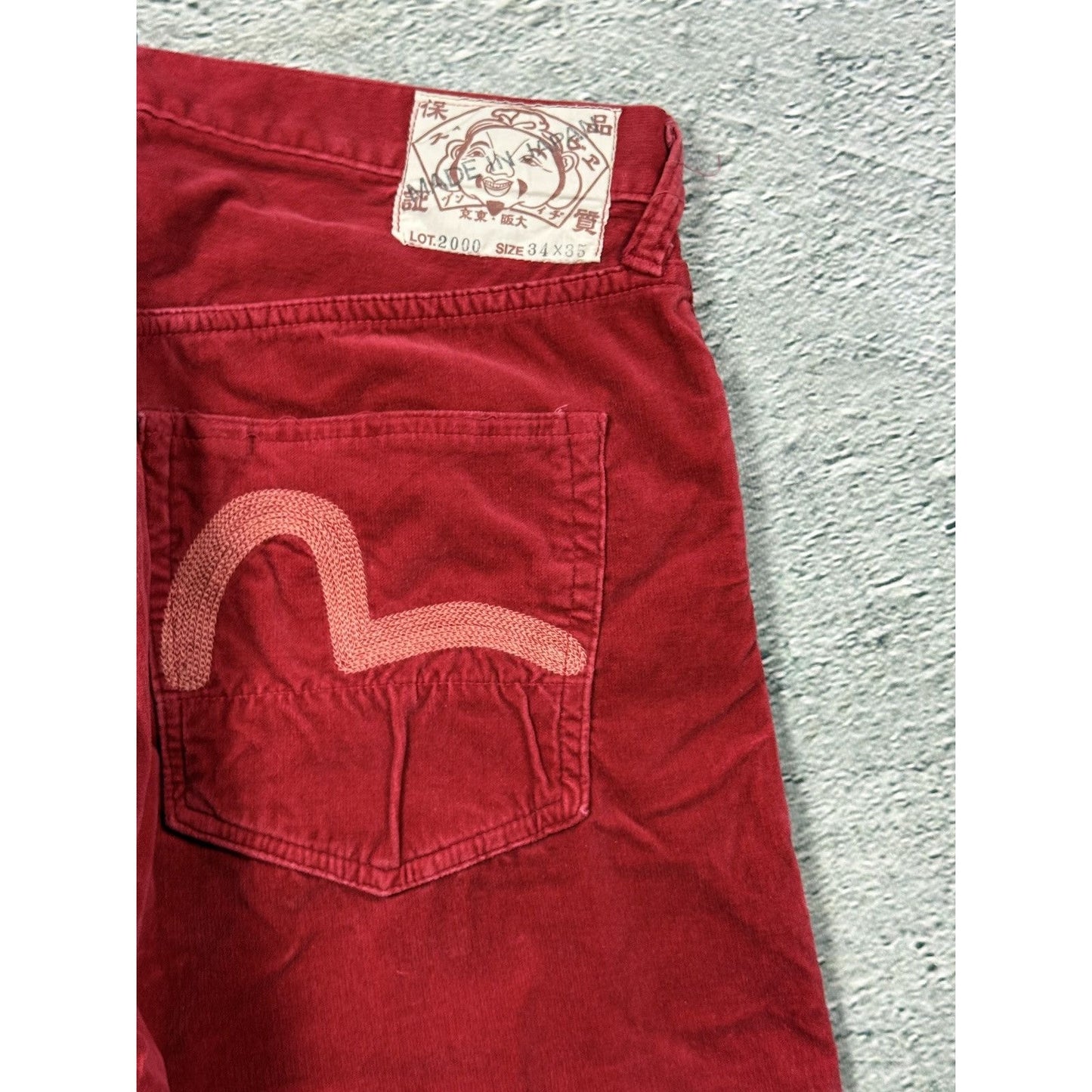 Evisu red pants jeans made in japan vintage
