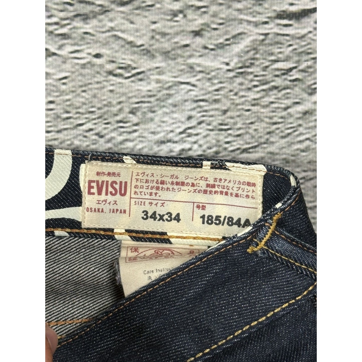 Evisu jeans cargo daicock red big logo raw denim Selvedge