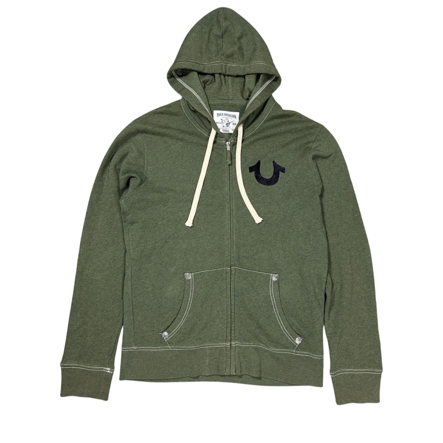 True Religion zip hoodie big logo vintage green Y2K