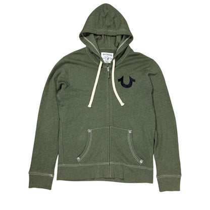 True Religion zip hoodie big logo vintage green Y2K