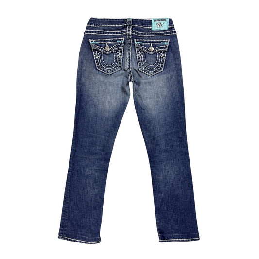 True Religion jeans bootcut blue white thick stitching