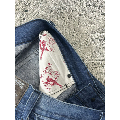 True Religion vintage blue jeans Ricky black big logo Y2K