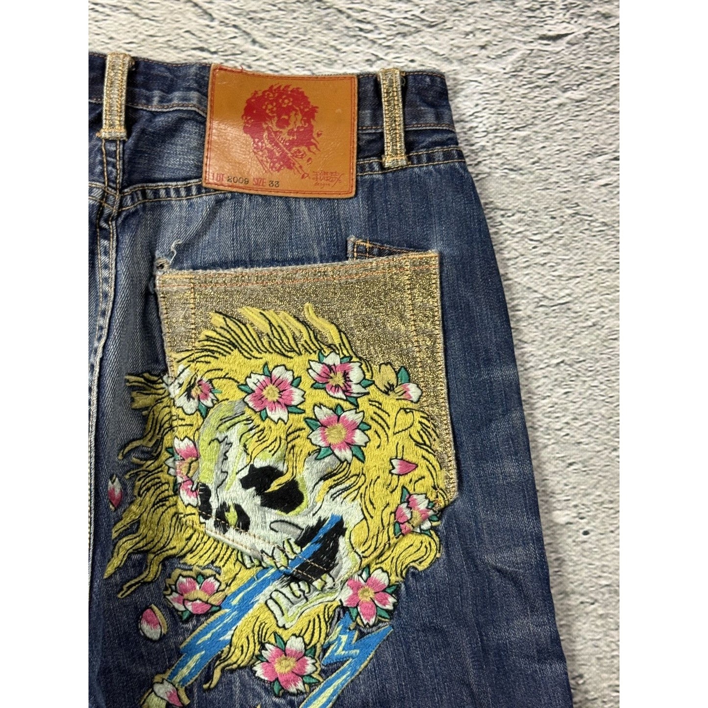 Ed Hardy vintage jeans skull embroidered big logo pants