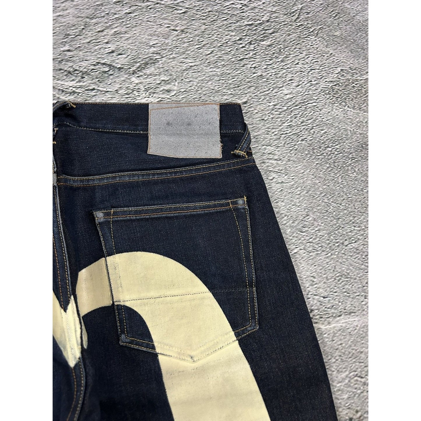 Evisu jeans white daicock big logo blue selvedge denim