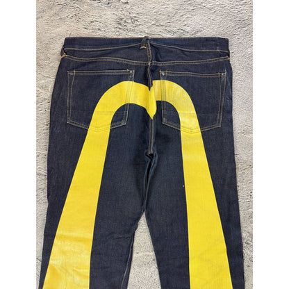 Evisu jeans daicock big logo yellow selvedge denim