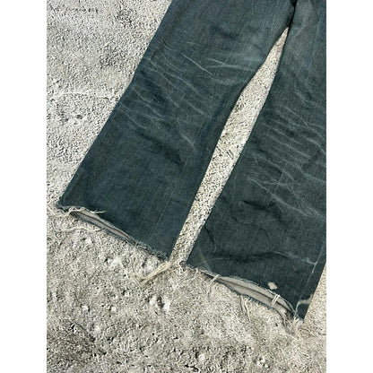 Evisu x Puma vintage navy green jeans seagulls distressed