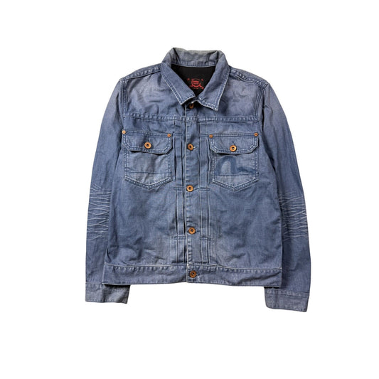 Evisu Japan vintage denim trucker jacket blue washed seagull