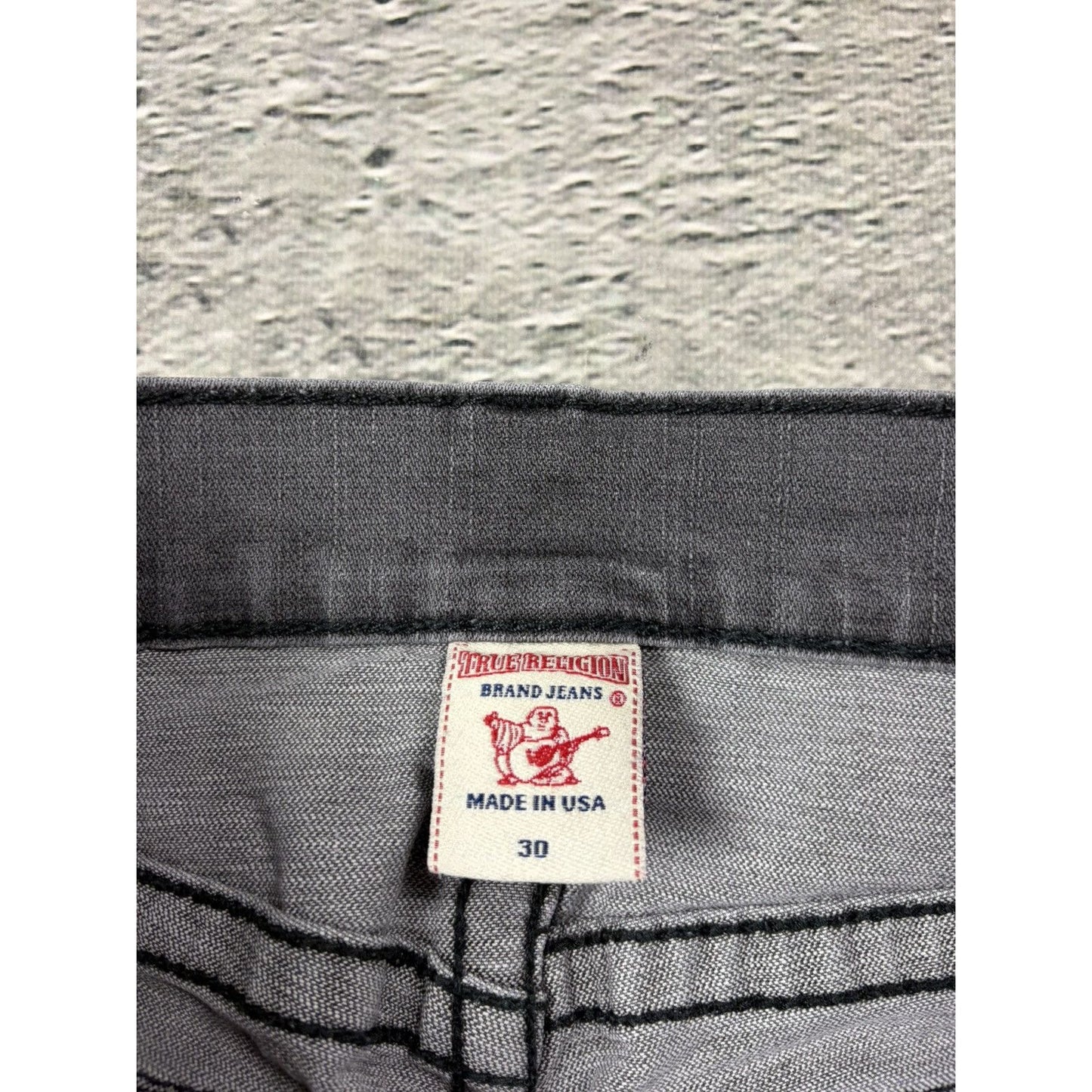 True Religion studded jeans grey black stitching Y2K