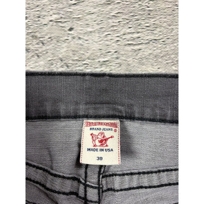 True Religion studded jeans grey black stitching Y2K