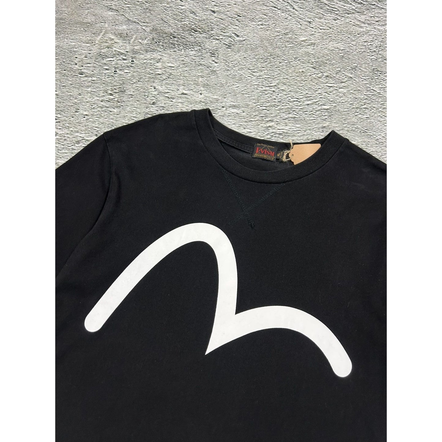 Evisu t-shirt vintage big logo seagull black white