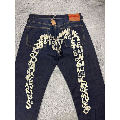 Evisu jeans daicock Heritage big logo letters selvedge denim