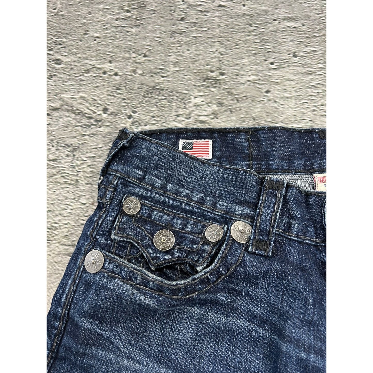 True Religion navy jeans black thick stitching Jack Big QT