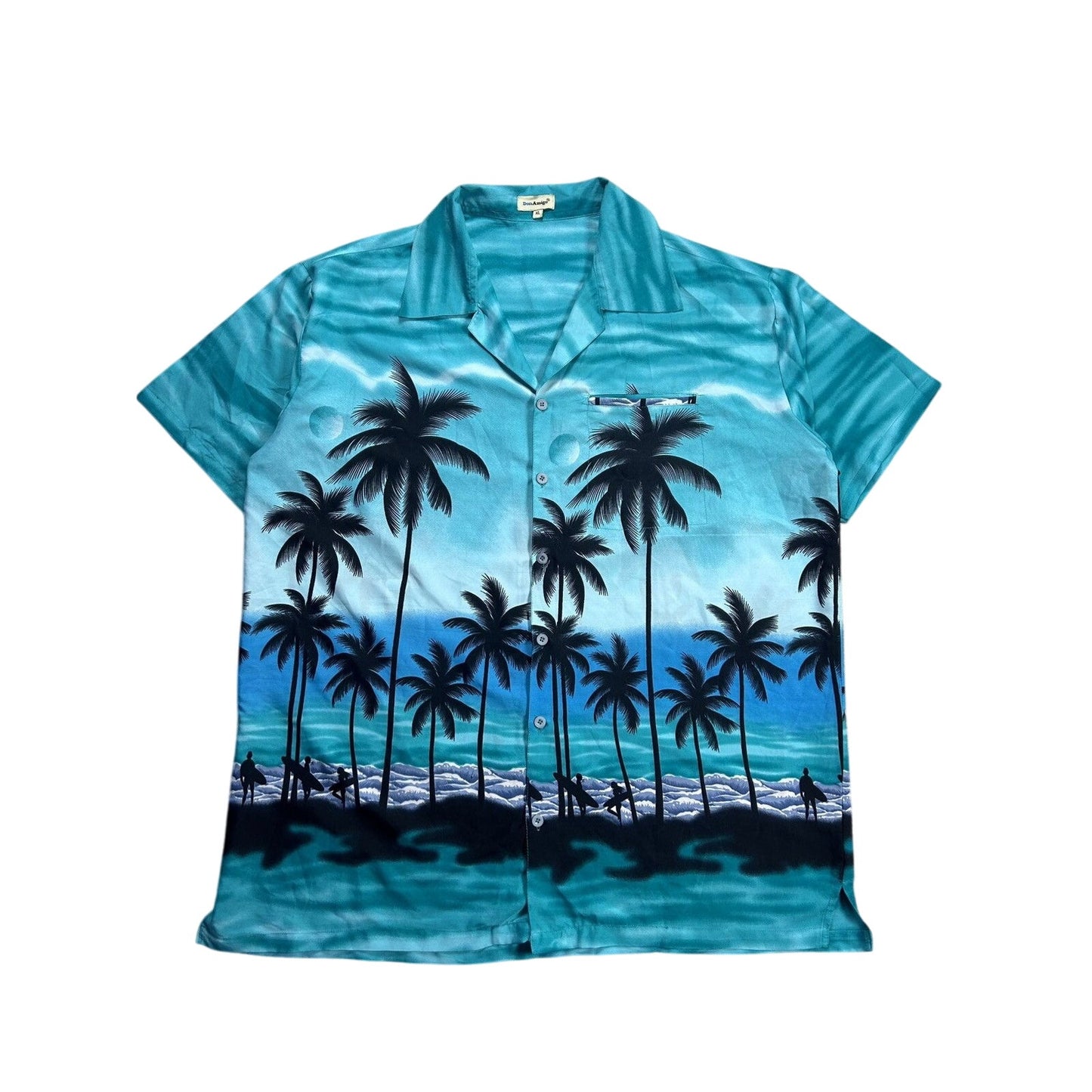 Hawaiian Shirt vintage Don Amigo palms beach sea summer