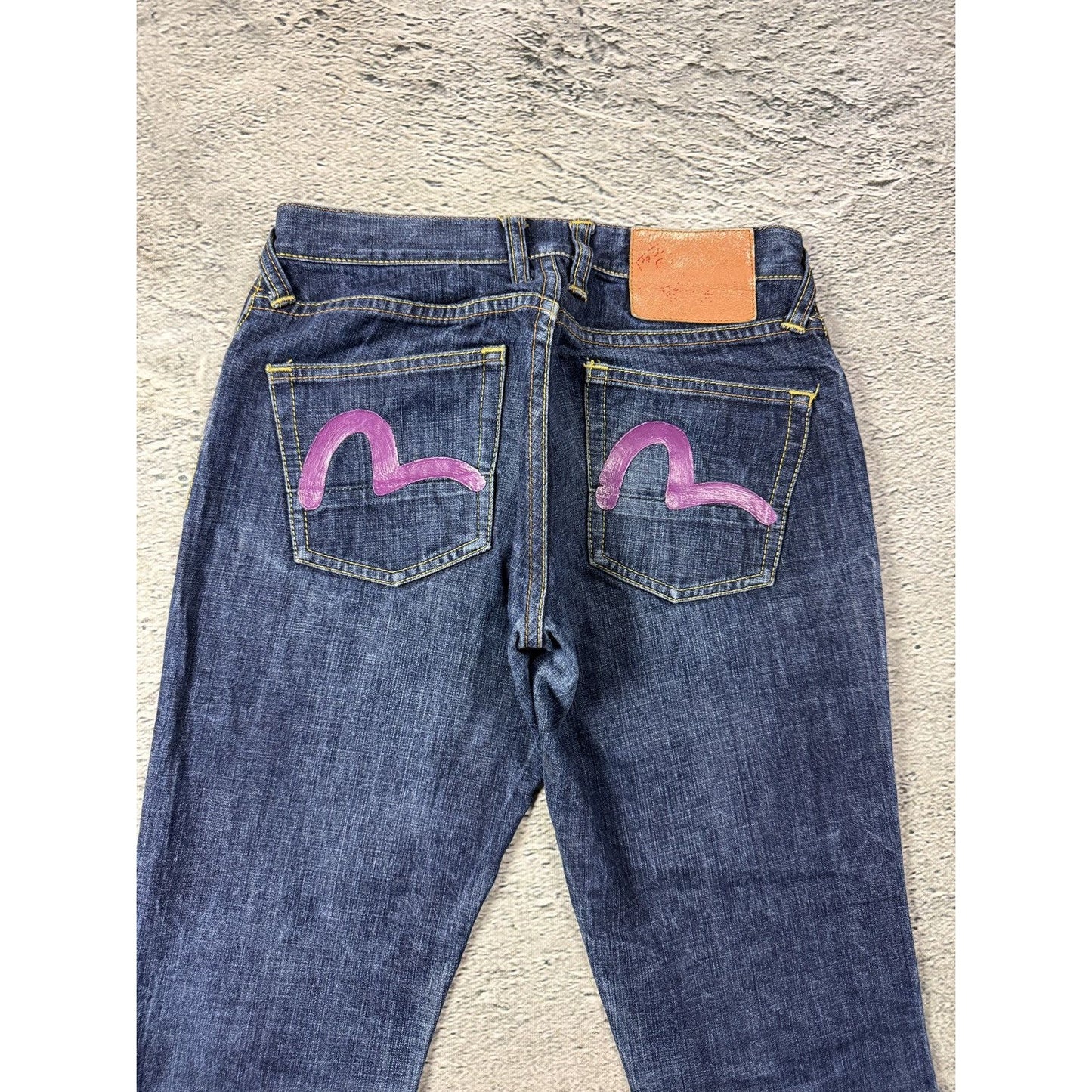 Evisu jeans vintage purple handpainted seagull logo denim