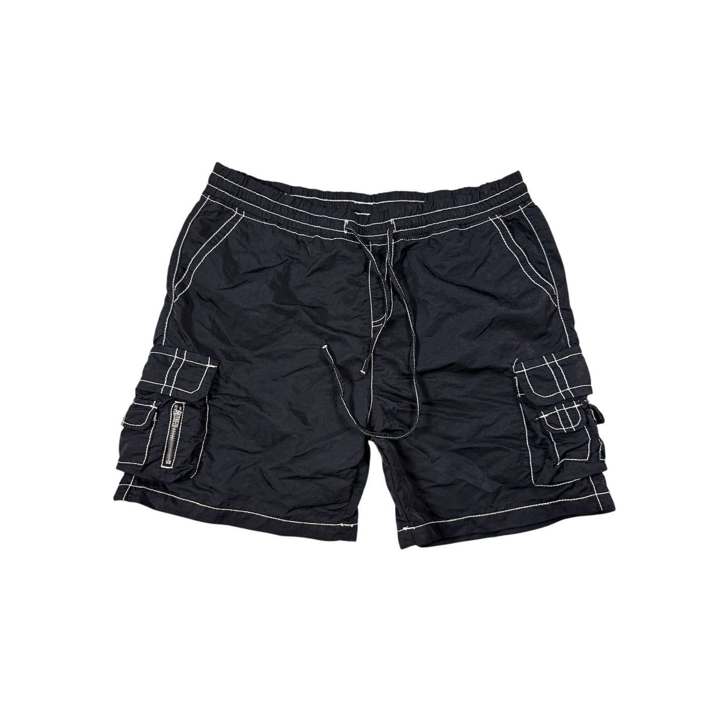 True Religion shorts black white stitching