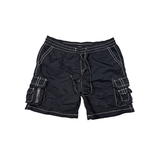 True Religion shorts black white stitching